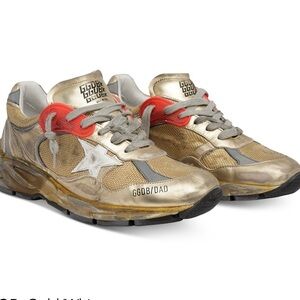 Golden Goose Dad-Star in mesh and gold leather